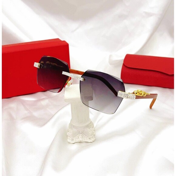 Fashion Trend Sunglasses Rimless Luxury Sunglasses Driving Travel Glasses Leopar - Picture 4 of 9